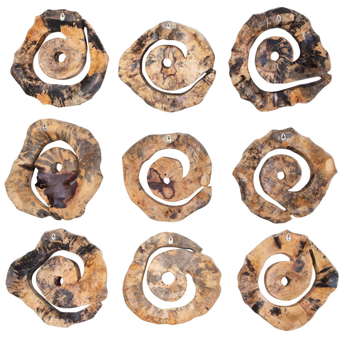 Corkscrew Wood Wall Decor (Set of 9) - Light Brown by Uttermost - View 8