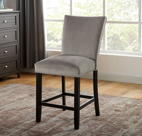 Genuine Marble Top Table w 6x High Chairs Light Gray Flannelette Upholstered Chair Counter Height Dining Room 7pc Set Furniture - sold by Home Elegance USA