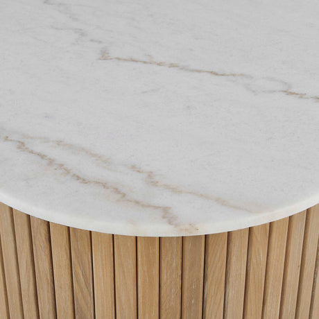 Arik Marble Top Coffee Table White / Woodtone - Light Brown / White by Uttermost - View 6