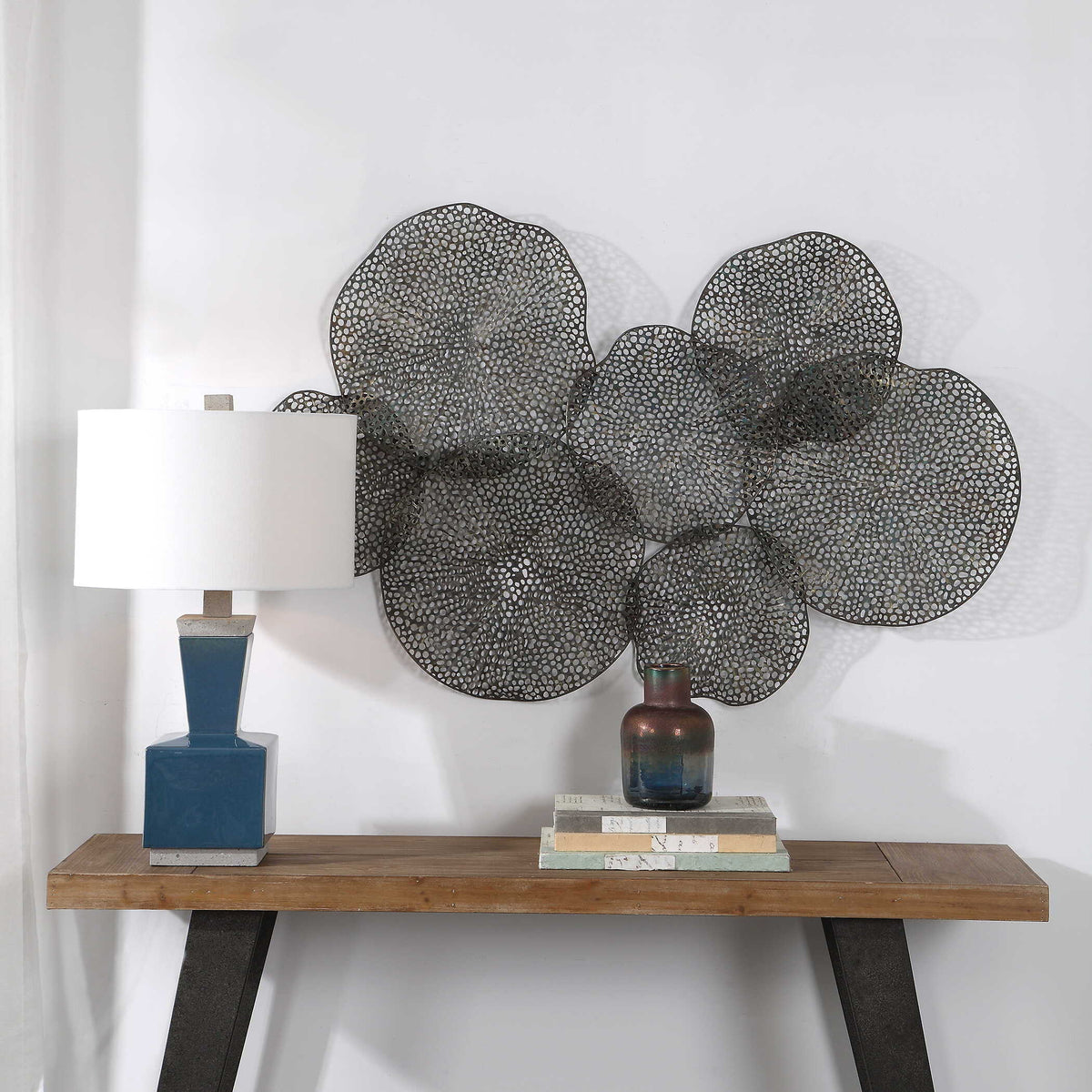 Ripley Metal Leaf Wall Art Silver - Gray by Uttermost - View 2