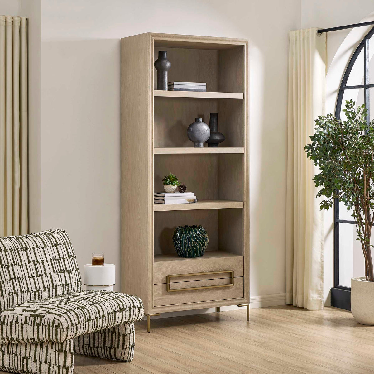 Alessia Etagere Light Oak - Light Brown by Uttermost - View 3