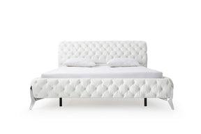 Eastern King Legend Modern White Bonded Leather Bed - View Image 1