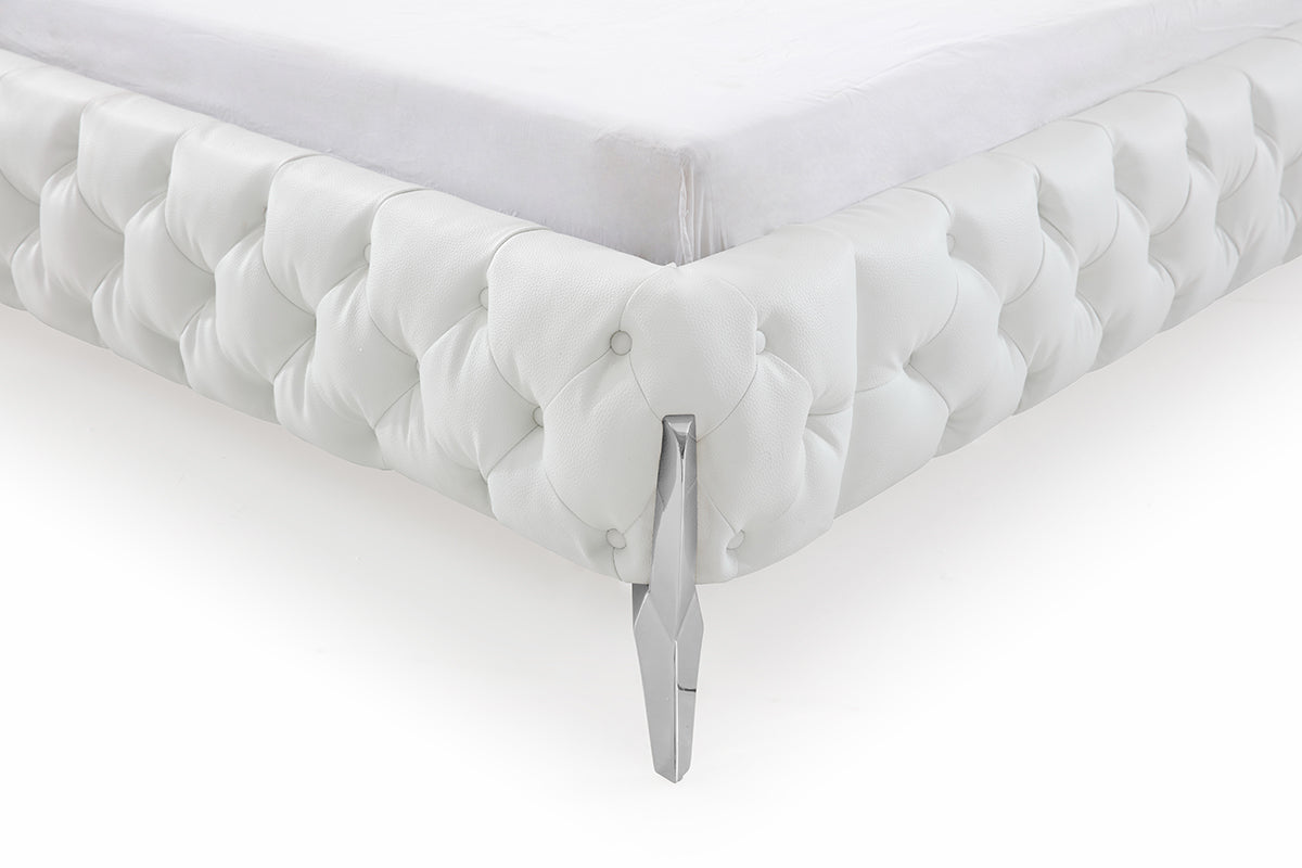 Eastern King Legend Modern White Bonded Leather Bed - View Image 1