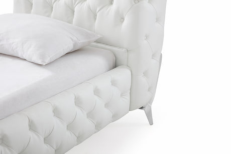 Eastern King Legend Modern White Bonded Leather Bed - View Image 1