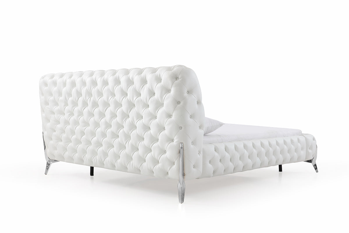 Eastern King Legend Modern White Bonded Leather Bed - View Image 1