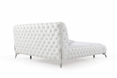 Eastern King Legend Modern White Bonded Leather Bed - View Image 1