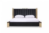 Token - Queen Modern Black + Gold Bed + Nightstands