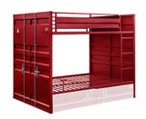 Cargo Red Finish Full/Full Bunk Bed - sold by Home Elegance USA