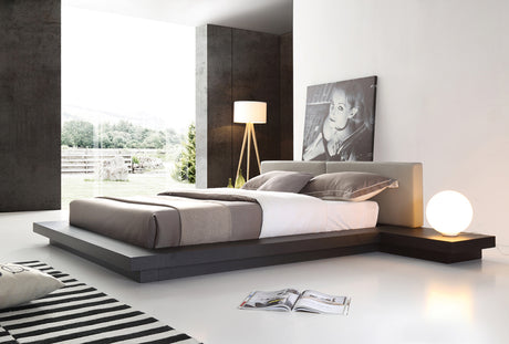 Queen Opal Modern Wenge & Grey Platform Bed - View Image 1