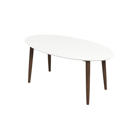 Ada Mid Century Modern Style Solid Wood White Top Oval Dining Table and 4 Side Chairs - sold by Home Elegance USA