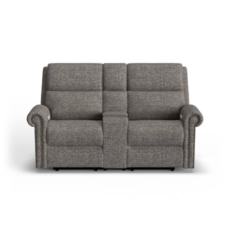 Bernard Power Reclining Loveseat With Console, Power Headrest, & Lumbar | Flexsteel