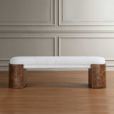 Thorian Bench Brown / Off-White - White / Dark Brown by Uttermost - View 2
