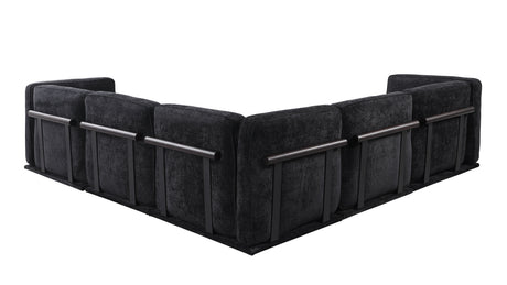 120' length , Fashionable modular sofa with iron and wood frame chenille sofa, black ,uitable for living room - sold by Home Elegance USA