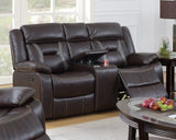 Modern Console Motion Loveseat 1pc Cup Holders Storage Dark Rosy Brown Finish Primary Room Furniture