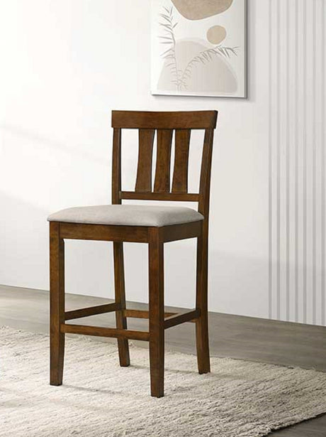Beautiful Cherry Color Counter Height 5Pc Dining Set Pub Height Square Dining Table Cream Upholstered Chair Dining Room Set Wooden - sold by Home Elegance USA