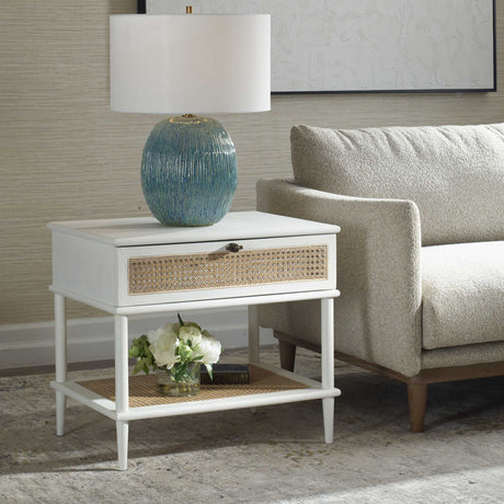 Coast Rattan Side Table White / Woodtone - White / Light Brown by Uttermost - View 3