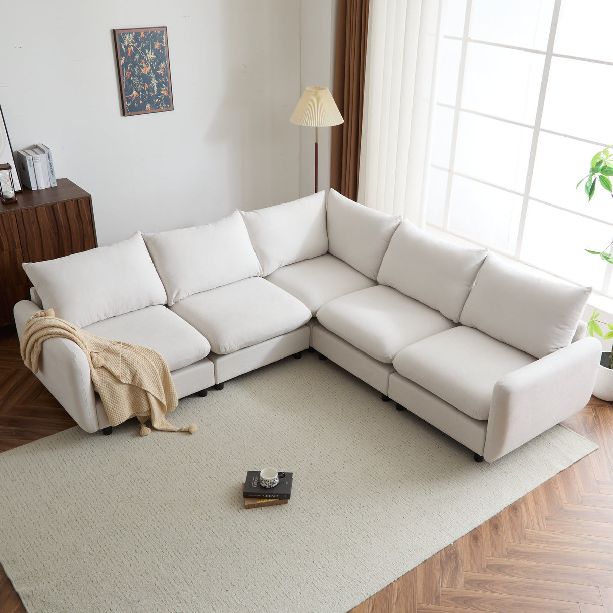 99 in. oversize 5-Piece L Shaped Modular Free Combination Sectional Sofa Couch for Living Room and Spacious Space
