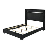 1pc Contemporary Upholstered Queen Size Bed with Channel Tufting in Black Finish Wood Frame