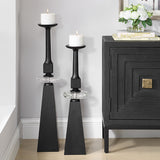 Ebon Glow Floor Candleholders (Set of 2) - Black by Uttermost - View 2