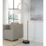 Huxford Brass Arch Floor Lamp - Yellow by Uttermost - View 2