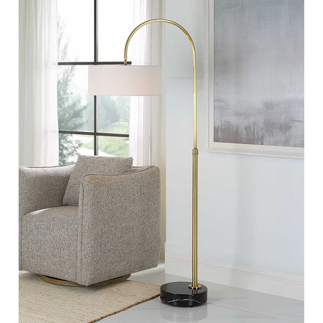 Huxford Brass Arch Floor Lamp - Yellow by Uttermost - View 2