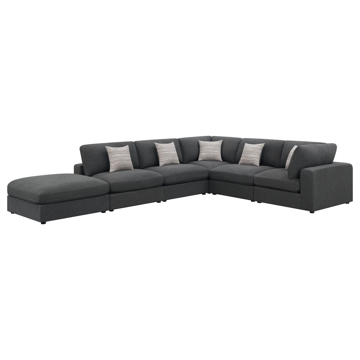 Rhette Charcoal 6-piece Upholstered Sectional with Reversible Cushions