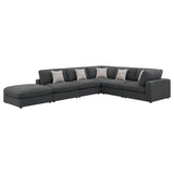 Rhette Charcoal 6-piece Upholstered Sectional with Reversible Cushions