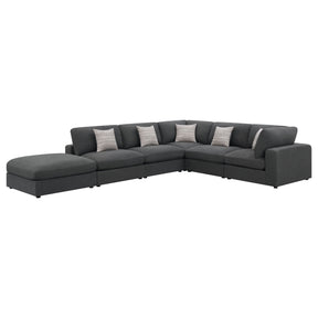 Rhette Charcoal 6-piece Upholstered Sectional with Reversible Cushions - sold by Home Elegance USA