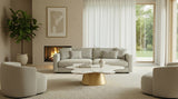 Modrest Gabbro Low - Glam White Marble and Gold Coffee Table