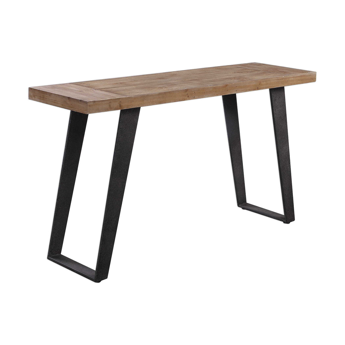 Freddy Weathered Console Table Light Brown & Black - Light Brown / Black by Uttermost - View 3