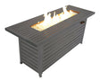 57in Outdoor Gas Propane Fire Pits Table, Aluminum, 50000BTU Firepit Fireplace Dinning Table with Lid, Fire Glass, Retangular, ETL Certification, for Garden Backyard Deck Patio - Mocha | Home Elegance USA
