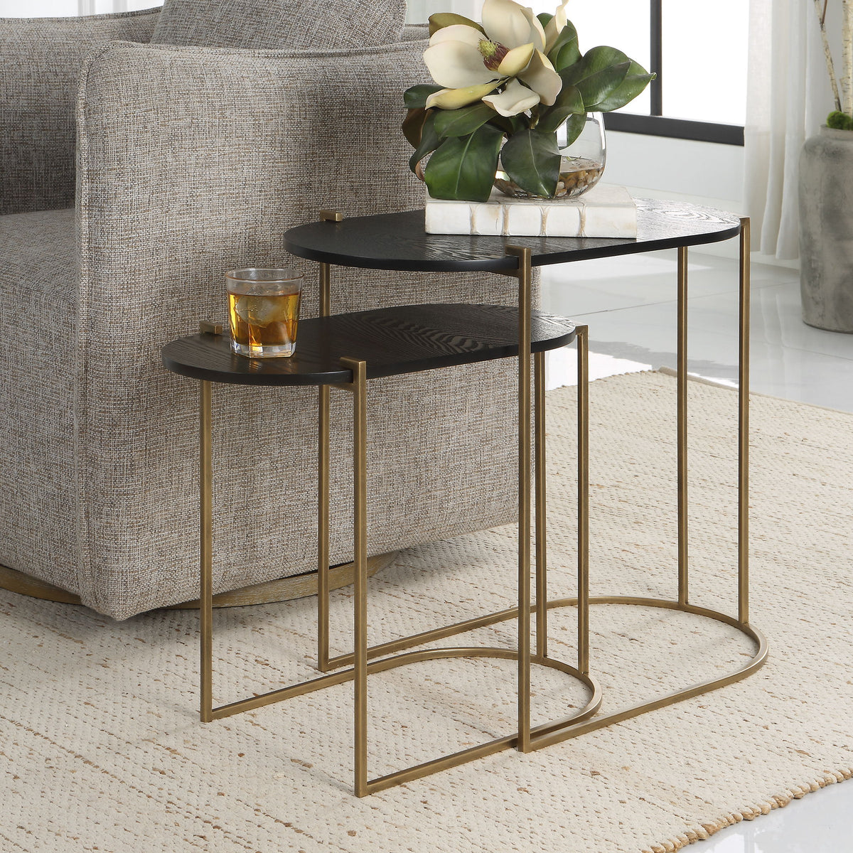 Aztec Wood Nesting Tables (Set of 2) - Dark Brown by Uttermost - View 2