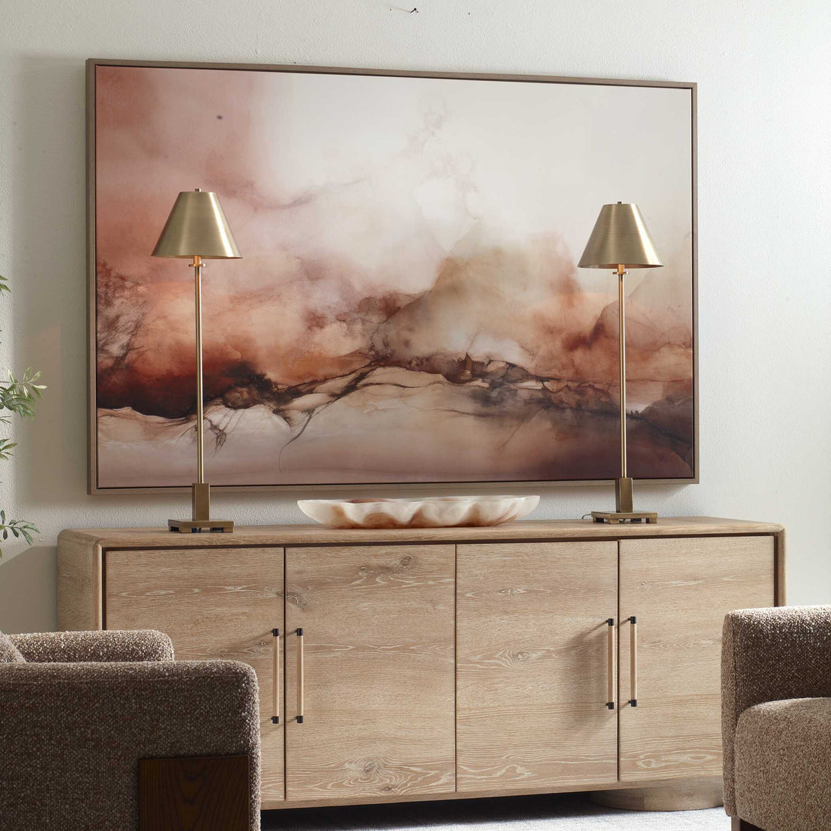 Rise Framed Modern Canvas Black / Brown / Orange / White - Orange / Light Brown by Uttermost - View 3