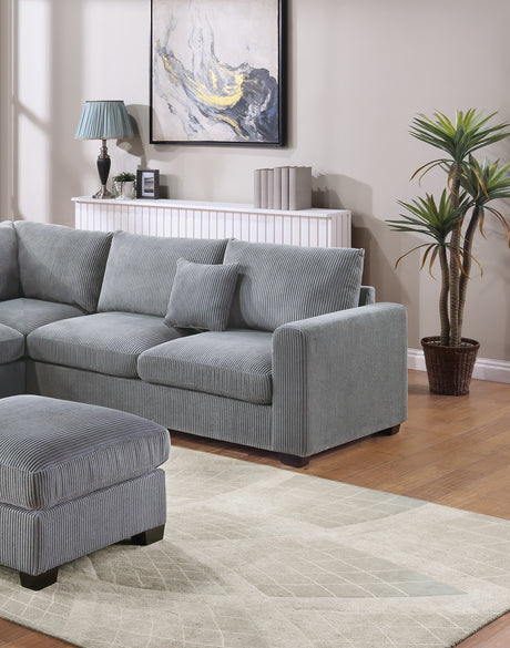 L-Sectional Sofa Corduroy Fog Color LAF And RAF Loveseats Corner Wedge Ottoman 4pcs Sectional Set Couch Living Room Furniture - sold by Home Elegance USA