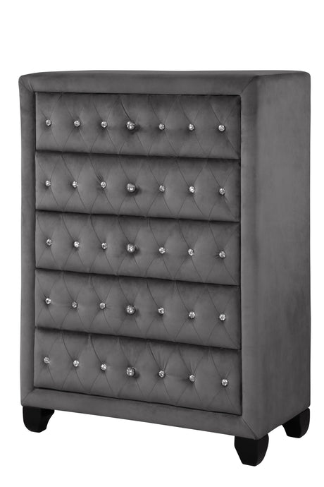 Encore Modern Style Tufted and Upholstered King 5PC Bedroom set made with wood in Gray(CA INVENTORY) - sold by Home Elegance USA