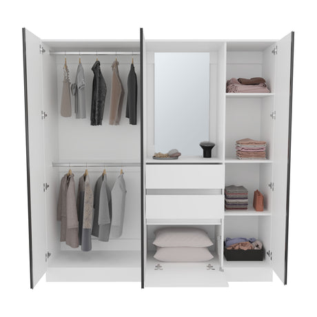 Kamelot 1,80 Armoire With Double Doors, Hanging Rod And Interior Shelves, White - sold by Home Elegance USA