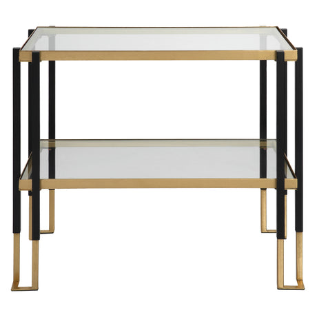 Kentmore Glass Side Table Black & Gold - Gold / Black by Uttermost - View 1