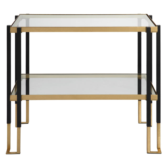 Kentmore Glass Side Table Black & Gold - Gold / Black by Uttermost - View 1