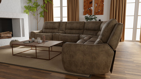 6-Piece Performance Fabric Power Reclining Sectional in Texas Slate - sold by Home Elegance USA