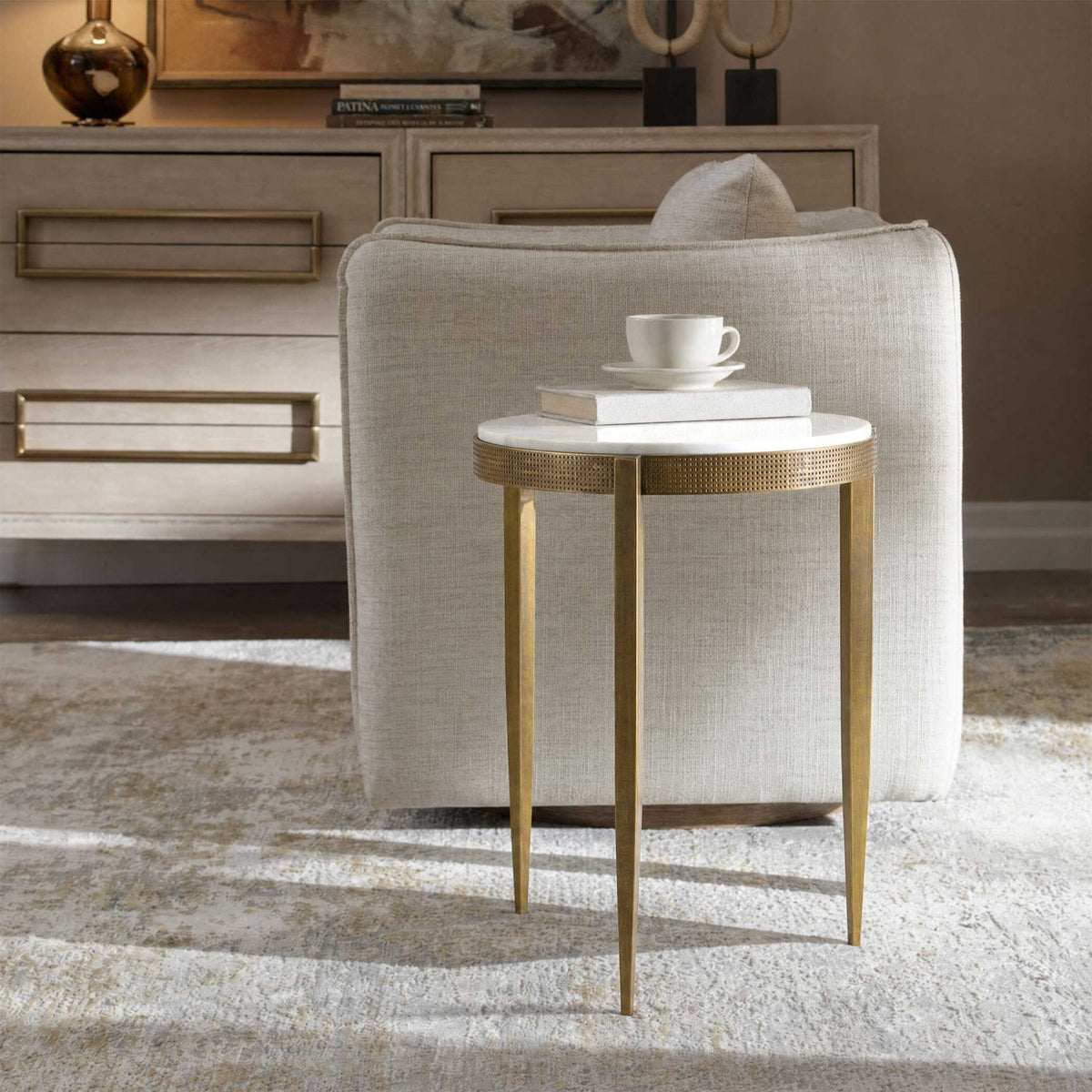 Ocilla Accent Table Brass,White - Gold by Uttermost - View 2