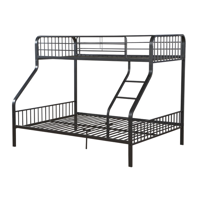 Gunmetal Twin XL/Queen Bunk Bed with Built-in Ladder