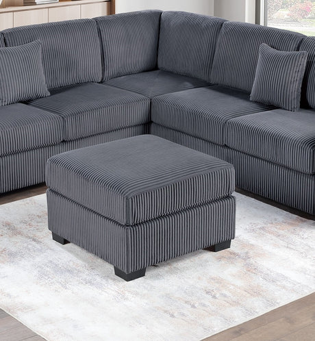Living Room Corduroy Upholstered Dark Gray 4pc Sectional Set RAF/LAF One-Arm Loveseat W/USB, Corner Wedge, Cocktail Ottoman Cushion Couch - sold by Home Elegance USA