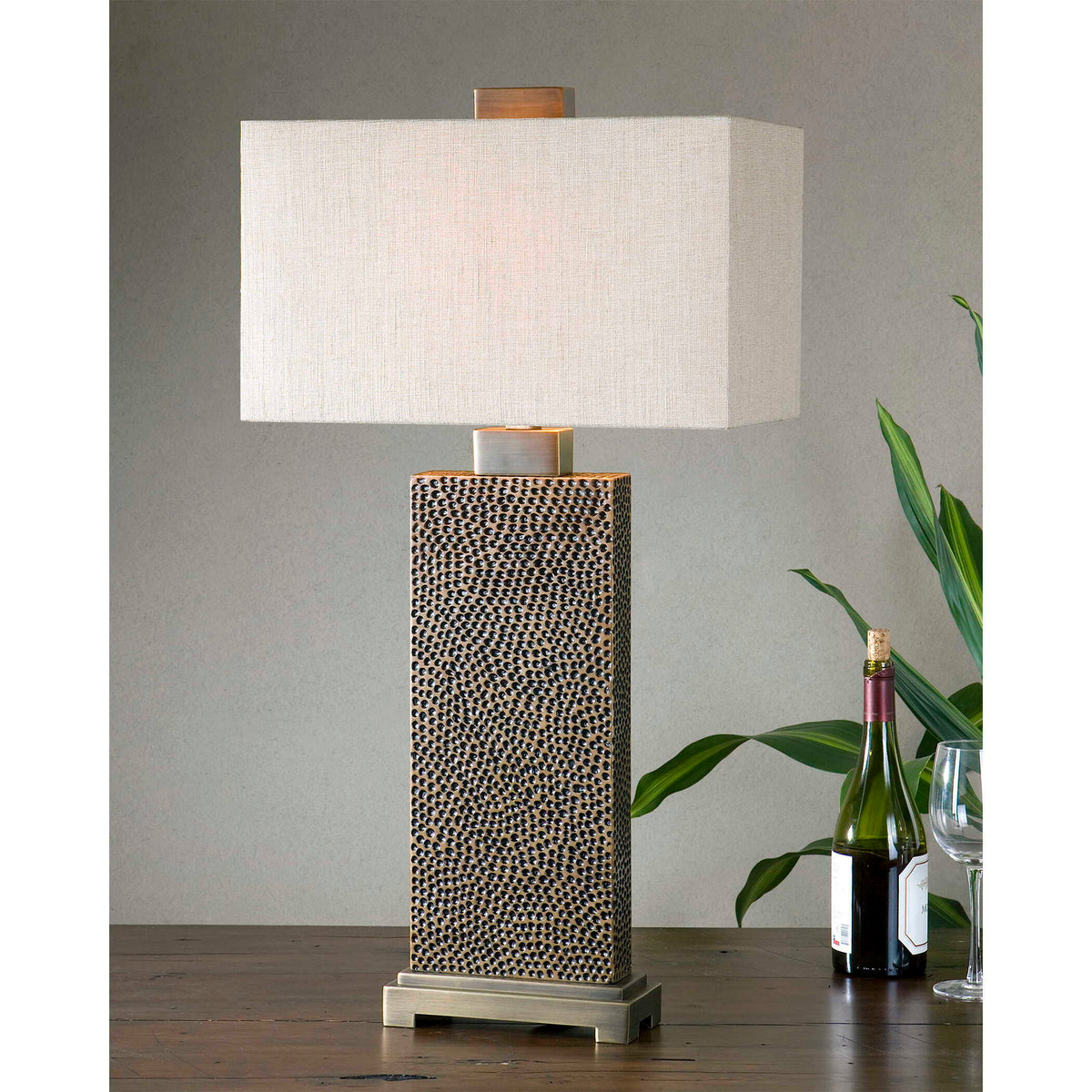 Canfield Table Lamp Coffee Bronze - Bronze / White by Uttermost - View 2