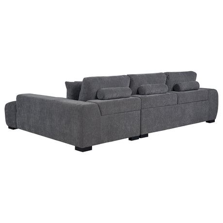 Plather Charcoal Grey Upholstered Sectional Chaise Sofa - sold by Home Elegance USA