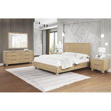 Modern Light Oak Wood 5pc Bedroom Furniture Set, Queen size Platform Bed, Dresser Mirror and 2x Nightstand