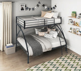 Black Metal Frame Twin/Full Bunk Bed, Youth Bed, Youth Bedroom Furniture, Easy Assembly - sold by Home Elegance USA