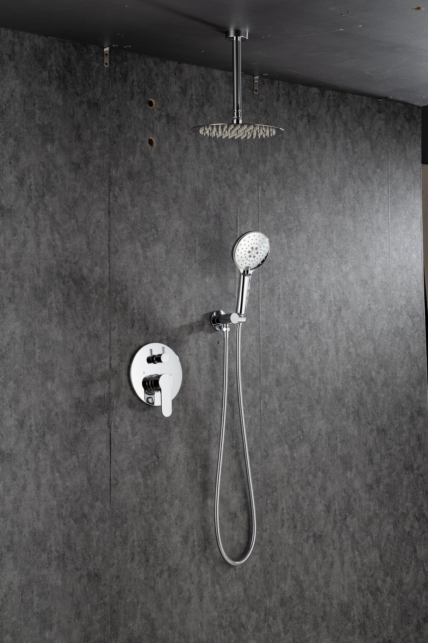 Black Shower System, Ceiling Rainfall Shower Faucet Sets Complete of High Pressure, Rain Shower Head with Handheld, Bathroom 10\\\'\\\' Shower Combo with Rough-in Valve Included