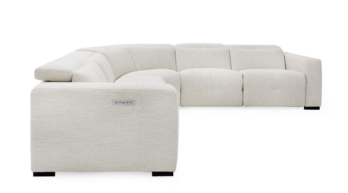 Divani Casa Beck- Contemporary White Fabric Sectional Sofa with 3 Recliners - Home Elegance USA