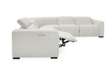 Divani Casa Beck- Contemporary White Fabric Sectional Sofa with 3 Recliners - Home Elegance USA