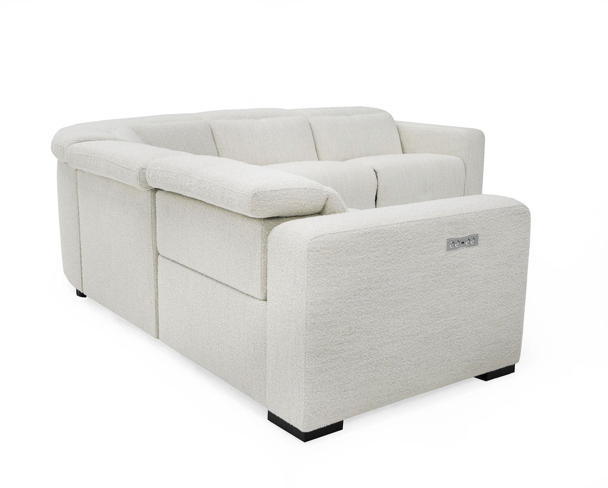 Divani Casa Beck- Contemporary White Fabric Sectional Sofa with 3 Recliners - Home Elegance USA